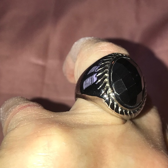 Large Faceted Hematite Stone size 9 Stainless Steel Setting - Picture 5 of 6